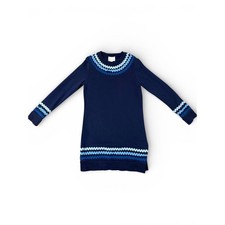 Sail to Sable STS Navy Blue Crew Neck Long Sleeve Dress with Ric-Rac Trim Sz-S