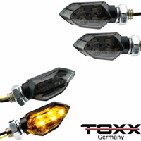 ToXx Led Mini Blinker Set Tight Schwarz GetöNt Vorne Hinten Motorrad Quad 12V