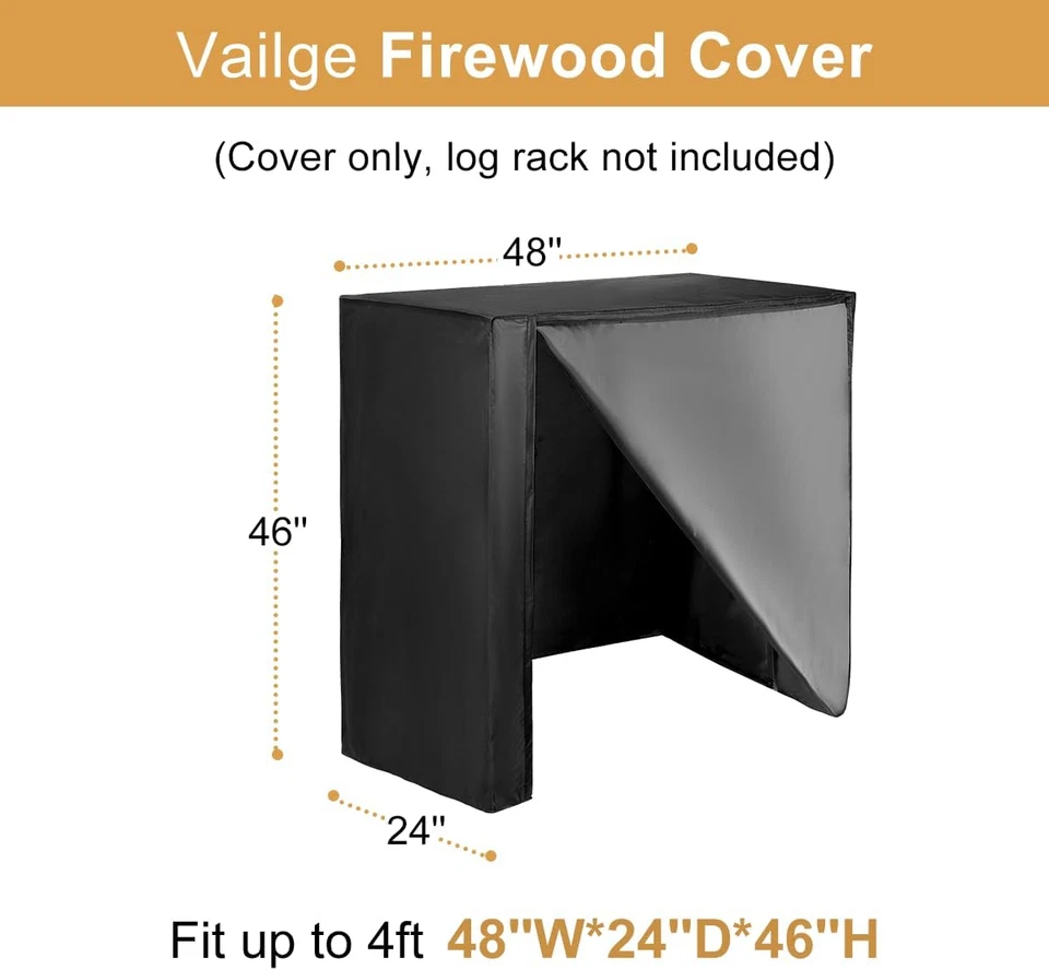 Firewood Rack Cover 4FT, Waterproof Firewood Rack Outdoor Cover with Full Fro... - Image 2 of 4