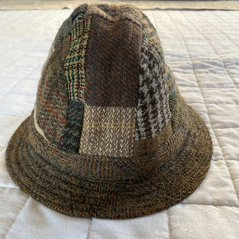 Vintage Patchwork Wool Irish Walking Bucket Hat Donegal Tweed Size M? 22” Band - Image 4 of 4