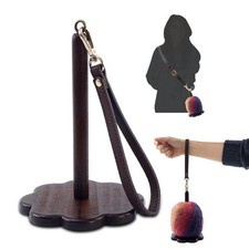 Portable Wrist Yarn Holder for Crocheting Wooden Ball Black walnut color