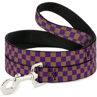 Dog Leash 6-FEET Checker Purple/Gold (Us Import)