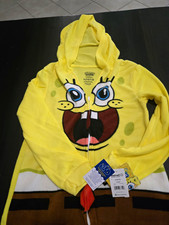SpongeBob SquarePants Boys Hooded Zip One Piece Fleece Pajamas Size L
