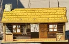 Vintage 1950’s Marx BAR-M RANCH Log Cabin Tin Litho With Figures USA 11”x7”x6.25