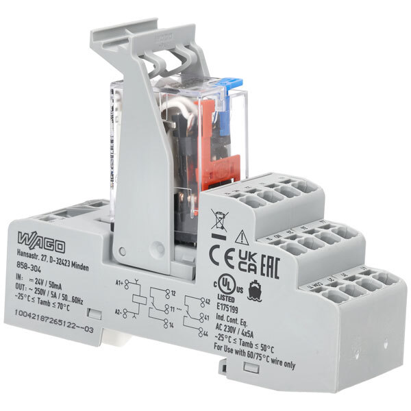 WAGO 858304 24VDC 5A 4PDTCO din Rail Montable Módulo Relé eBay