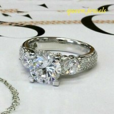 2.25CT Lab-Created Round Cut Diamond Engagement Wedding 14K White Gold Over Ring