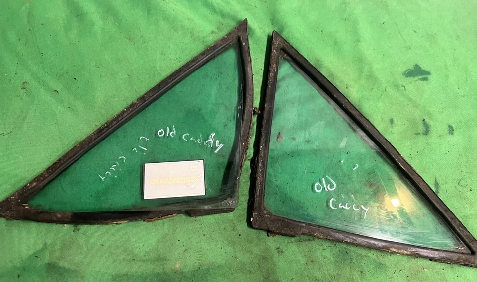 1964 CADILLAC DEVILLE 4 DOOR HARDTOP RIGHT + LEFT REAR QUARTER GLASS SET OEM B2 Foto 2 de 4