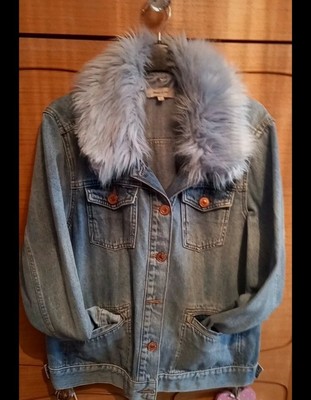 River Island Denim Jacket Size L, BLUE 