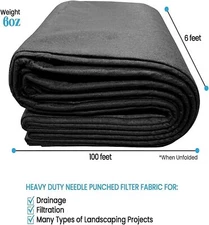6'x100' 6 Oz Geotextile Fabric Landscape Drainage Weed Barrier Driveway Non-wove