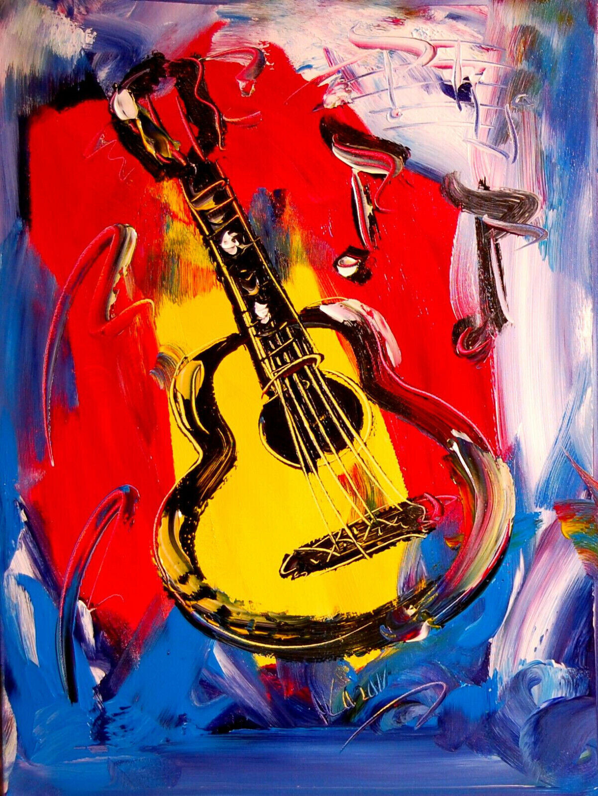 GUITAR   IMPRESSIONIST pop art Abstract Modern CANVAS Origina PAINTING