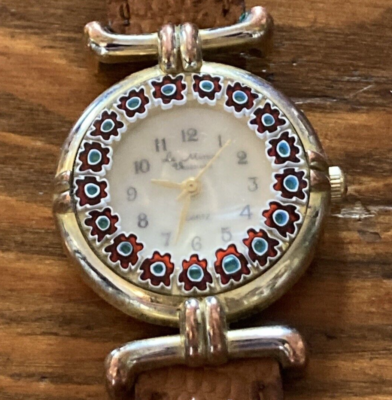 Murano Glass‎ Millefiori Luxury Goldtone Women\'s Watch with Blue Leather Band Amazon.com: Glass Of Venice Murano Glass Millefiori Luxury  main image 2