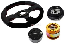 NRG 320mm Race BK S/L Steering Wheel Red 130 Hub 2.0 RGMC Quick Release Lock LB