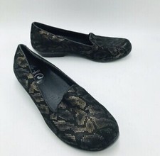 Dansko Women's Olivia Loafers Snake Print Slip On Black Gold 37 6.5 7 US