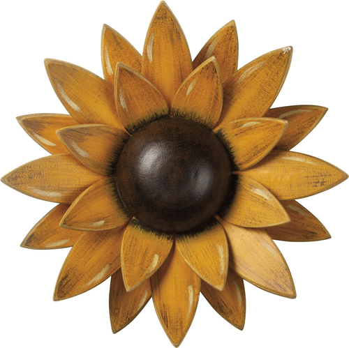 Wood Wall Art Décor, 9" Diameter, Sunflower
