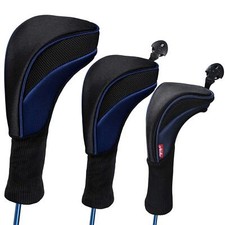 Black Golf Club Head Cover for Driver Fairway 3 Pcs Woods Headcovers Golf Acc...