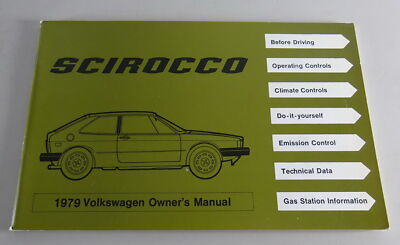 Owner's manual / Handbook VW Scirocco I Typ 53 US-Modell Model Year 1979 
