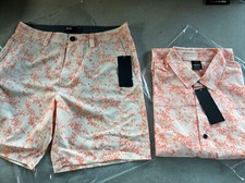 New Oakley Golf Sand Camo Panel Polo Shirt  Shorts Pastel Orange