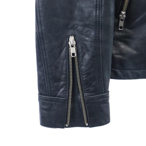 ON BOARD Sheep leather leather jacket M black High neck Men's - Picture 4 of 9