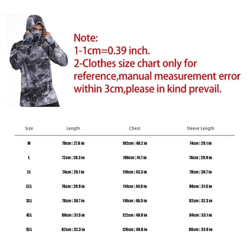 UPF50+ Mens Outdoor Fishing Hoodie Sun Block Skin Protection Long Sleeve T-Shirt - Picture 2 of 13