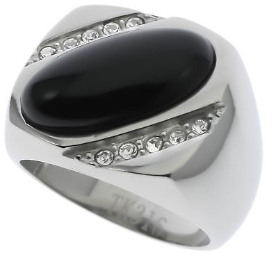 Details about   Black Onyx with Cz Accents Men's Ring Stainless Steel Size 9 T42