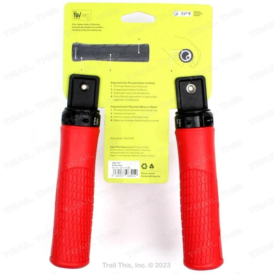 Ergon GA2 FAT Grande - Rojo Riesgado - Manillar Ergo Bloqueo MTB / Empuñadura de Bicicleta Híbrida Foto 2 de 4