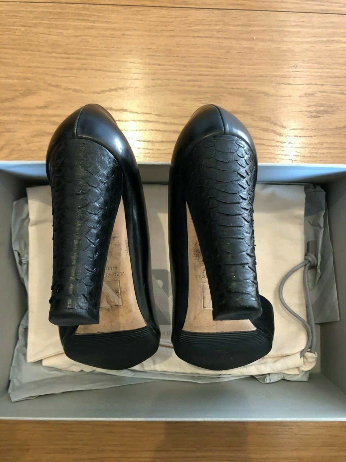 REED KRAKOFF Black Pumps with Mock Python Heels -… - image 8