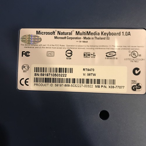 Microsoft Natural MultiMedia Keyboard 1.0A Ergonomic RT9470 PS/2 Grey - Picture 6 of 8