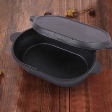 Cast Iron Dutch Oven Casserole Pot Stew Loaf Camping Grill Pan BBQ Baking Roast