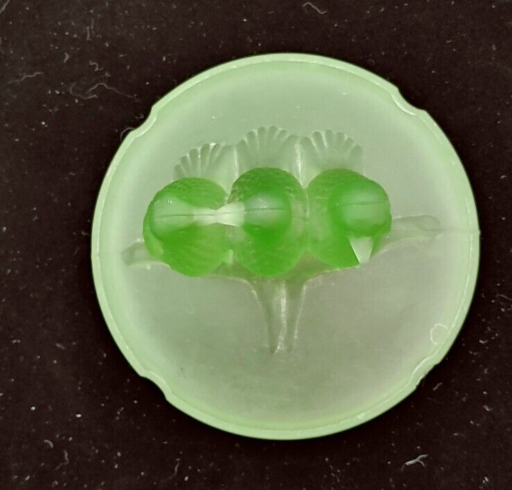 LE Smith Three 3 Birds Green Satin Uranium Glass Powder Box