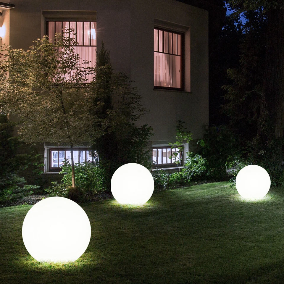 3er Set LED Solar Kugeln weiß Außen Steck Leuchten rund Garten Erdspieß Lampen - Bild 4 von 4
