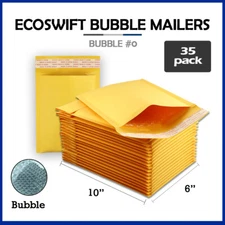 35 #0 6x10 "EcoSwift" Brand Kraft Bubble Mailers Padded Shipping Envelope 6 x 10