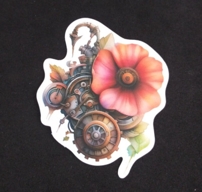 Pink & Orange Flower Magical Steampunk Sticker 2.58'' x 2.18'' (AF)