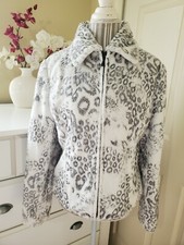 Giancarlo Ferrari Black White Animal Print Faux Fur Full Zip Jacket Sz. 12