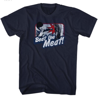 Rocky Balboa T-Shirt Movie Official Beat The Meat Training Fight Navy  SM - 5XL