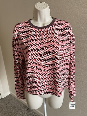 Open Edit Women s Pink & Brown Round Neck Cropped Short Sleeve T-Shirt s S
