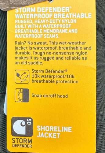 CARHARTT Shoreline JACKET Men's Size 2XL Storm Defender J162 307 Olive Hooded - Picture 9 of 24