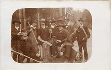 Europe C1910 group of men Scytns forks Postcard RPPC Switzerland Germany 24-7923