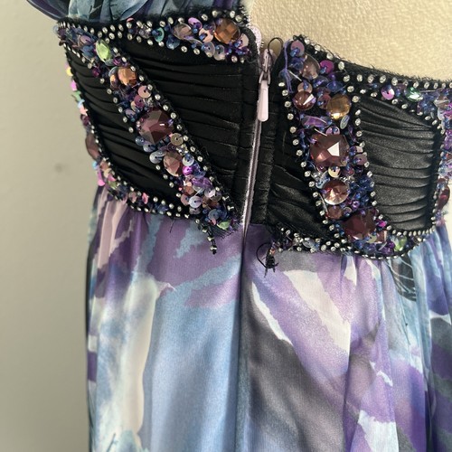 Vintage Cache Evening Gown Prom Y2k Fairy Sequin Beaded Twist Open Back Floral 4 - Picture 11 of 14