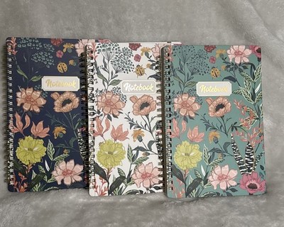 Notebook 3 Pack A5 Lined Spiral 160 Page College Ruled Back Pocket Round Corners