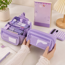 Large Capacity Pencil Case Organizer Multi Compartment School Storage Pouch