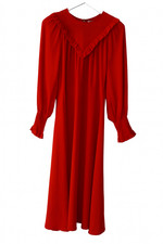 Red Boho Ruffle Midi Dress UK 10 70s Style Retro by Traffic People