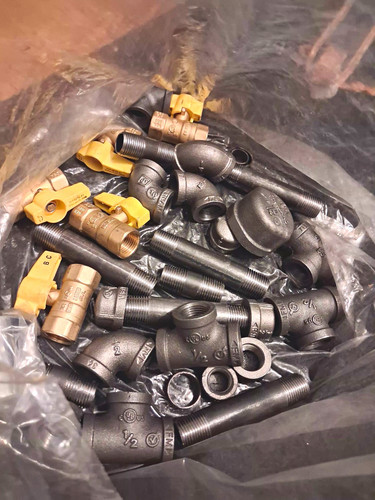 1/2" Black Iron Pipe Fittings & Brass Valves  Gas & Water Piping