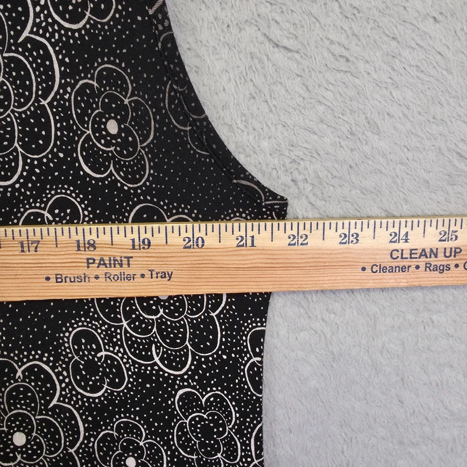 Blue Sky Maxi Dress Womens XL Black Bamboo Floral Stretch Flowy Classic Feminine - Image 3 of 4