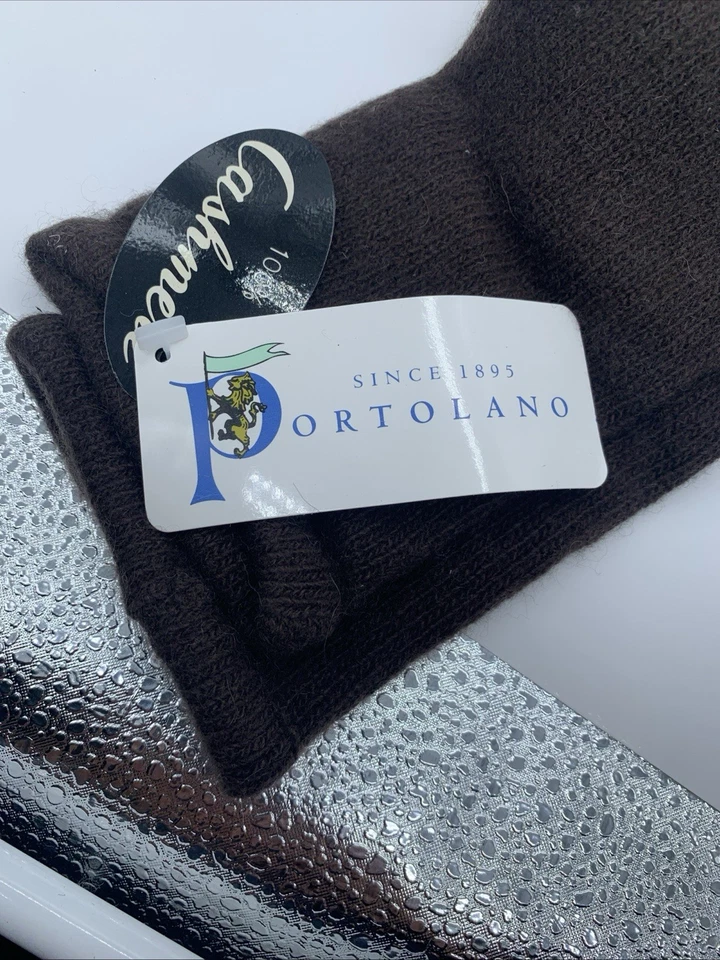 NWT Portolano Women's 100% Cashmere Elbow Length Glove Women's Dark Brown Knit - Image 2 of 4
