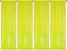 4 Panels 2x8FT Yellow Backdrop Curtains Party Sequin Photo Wedding Drapes