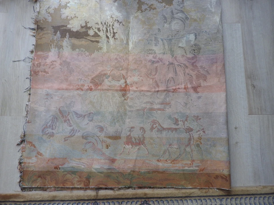 grande TAPISSERIE MURALE ANCIENNE TENTURE GOBELINS 180 X 94 cm GOBLYS TABLEAU - Photo 4/4