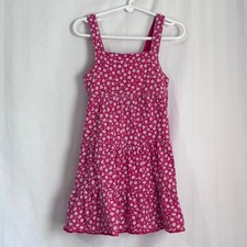 Chaps Girls Floral Dress Size 4 EUC Pink Fuchsia Daisy Tank A-Line