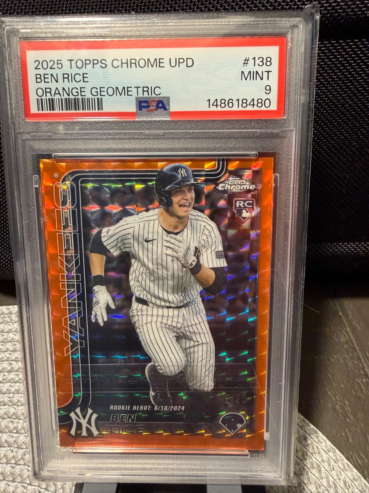 2025 Topps Chrome - Ben Rice #139 Orange Geometric Refractor /25 RC Rookie Debut