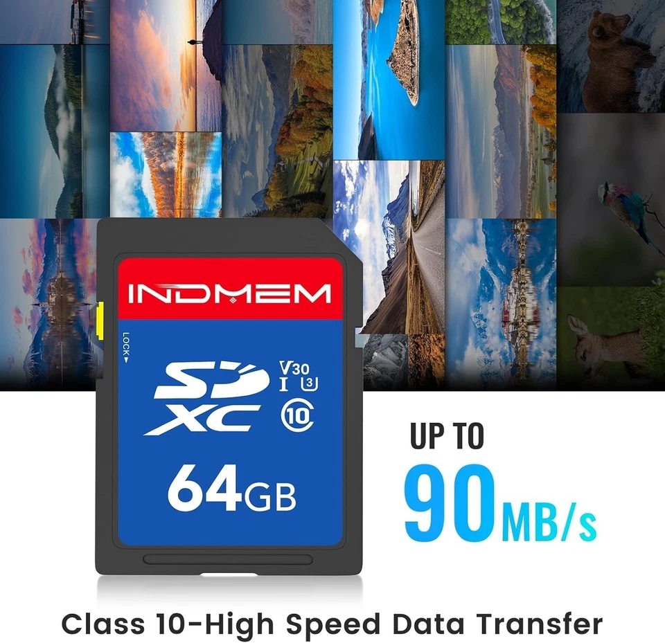 INDMEM 64GB SD Card 10pack, C10, U3, V30, High Speed up to 90M/S SDXC UHS-I - Image 2 of 4