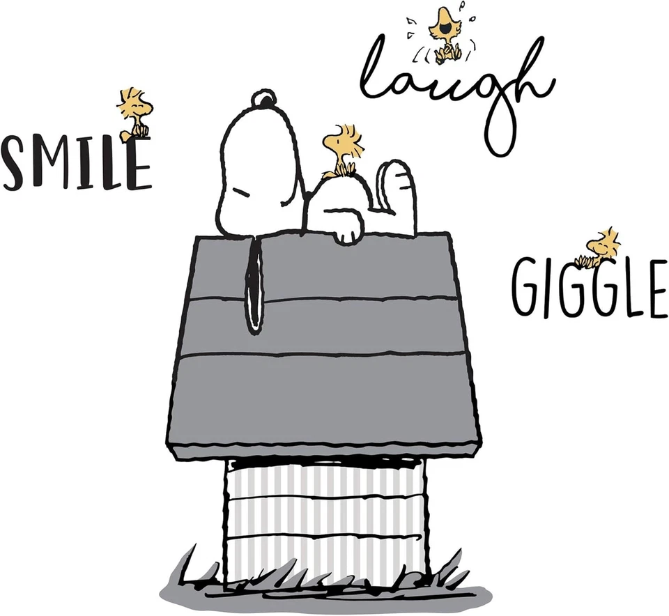 Классический Снупи с Вудстоком и Домиком для Собак Черные/Серые Настенные Наклейки - Изображение 2 из 4